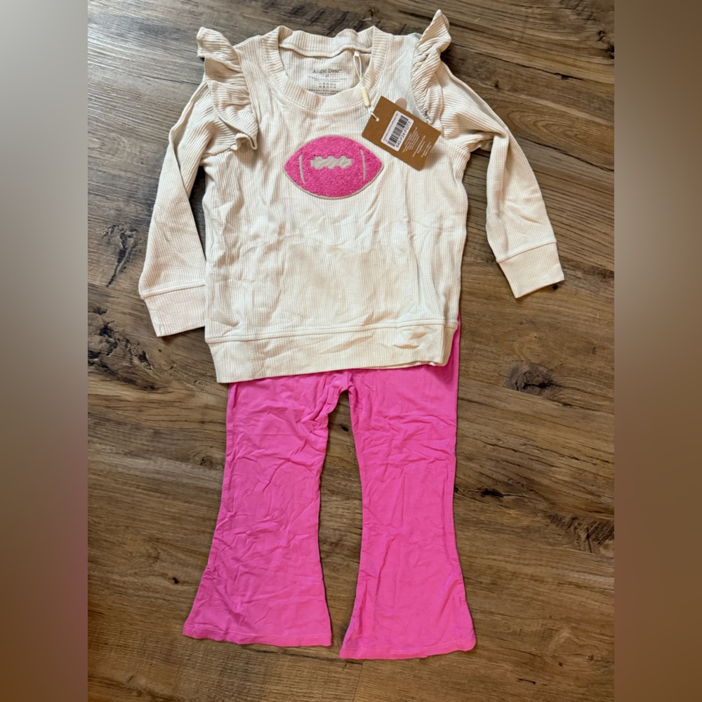 Angel Dear Bamboo Football Top and Pink Pants Set